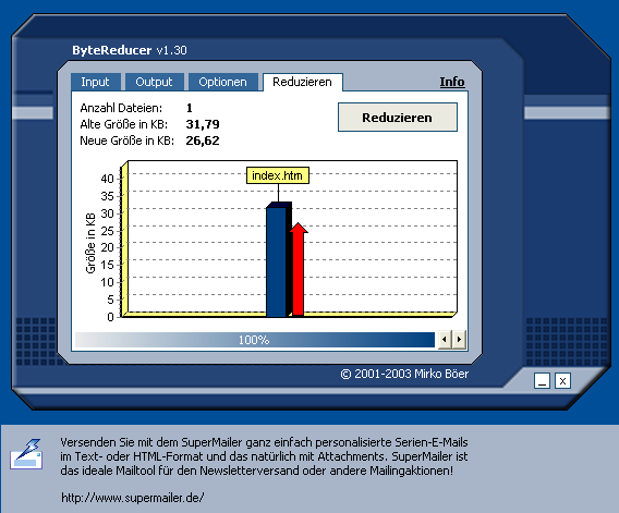 Screenshot vom Programm: ByteReducer