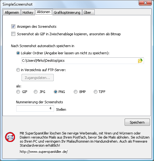 Screenshot vom Programm: SimpleScreenshot