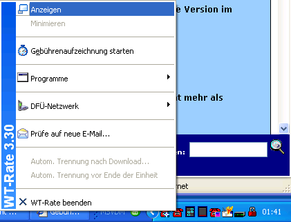 WT-Rate - Menü des Telefonsymbols